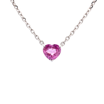 Cartier Heart Pendant Necklace 18K White Gold with Pink Sapphire