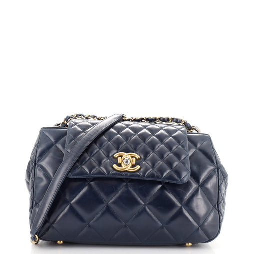 Chanel Daily Walk Accordion Flap Bag Quilted Glazed Calfskin