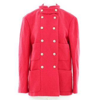 Chanel Women's Stand Collar Four Pocket Button Jacket Wool