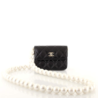 Chanel Pearl Strap Clutch with Chain Quilted Calfskin Mini