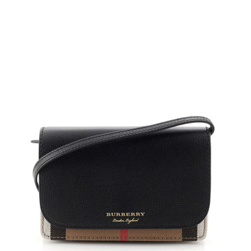 Burberry Hampshire Wallet on Chain Leather and House Check Canvas