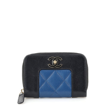 Chanel Mademoiselle Vintage Zip Coin Purse Quilted Sheepskin
