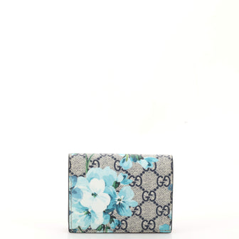 Gucci Flap Card Case Blooms Print GG Coated Canvas