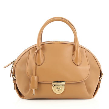 Salvatore Ferragamo Fiamma Satchel Leather Medium Brown 1919501