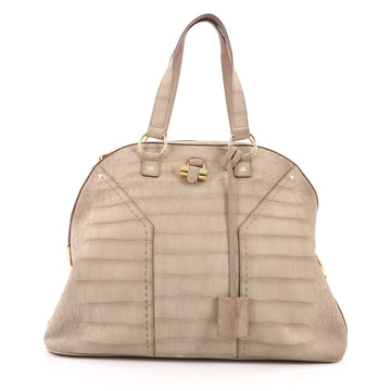 Saint Laurent Muse Shoulder Bag Crocodile Embossed Suede 1919702