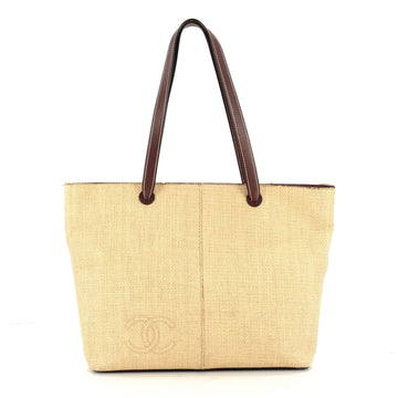 Chanel Vintage CC Tote Raffia Large Neutral