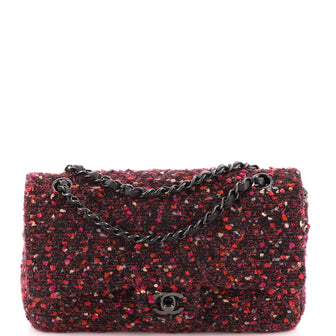 Chanel Classic Double Flap Bag Quilted Tweed Medium