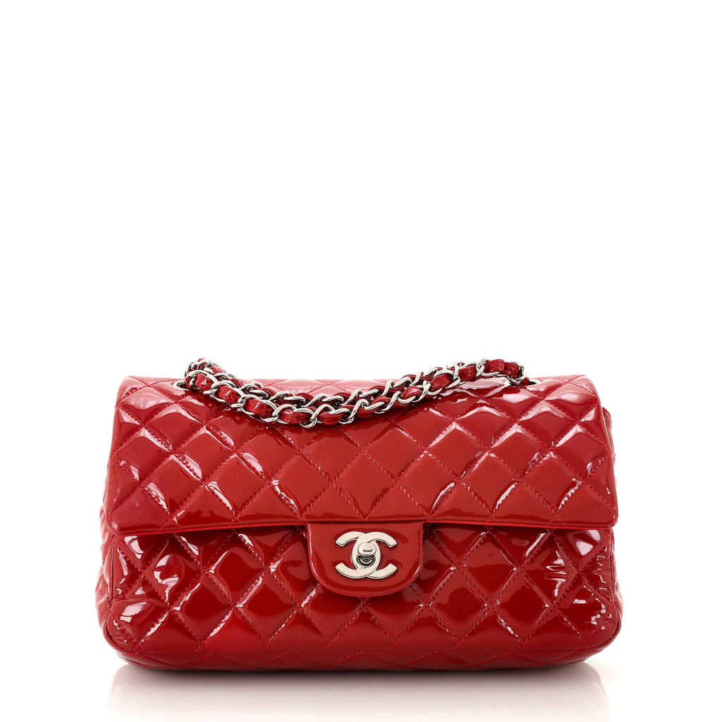 sagde sukker Blikkenslager Chanel Classic Double Flap Bag Quilted Patent Medium Red 1916085