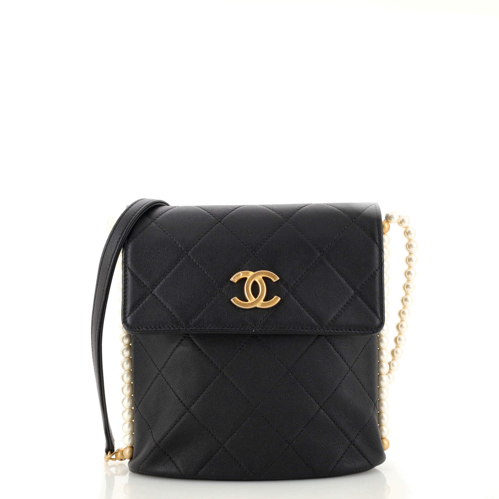 Chanel About Pearls Flap Hobo Quilted Calfskin Small Black 1920044