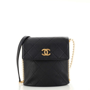 Chanel About Pearls Flap Hobo Quilted Calfskin Small