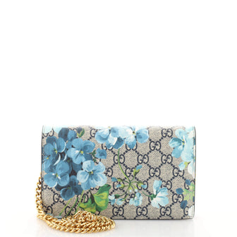 Gucci Chain Wallet Blooms Print GG Coated Canvas