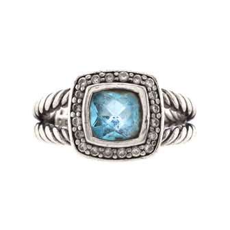 David Yurman Petite Albion Ring Sterling Silver with Topaz and Diamonds 7mm