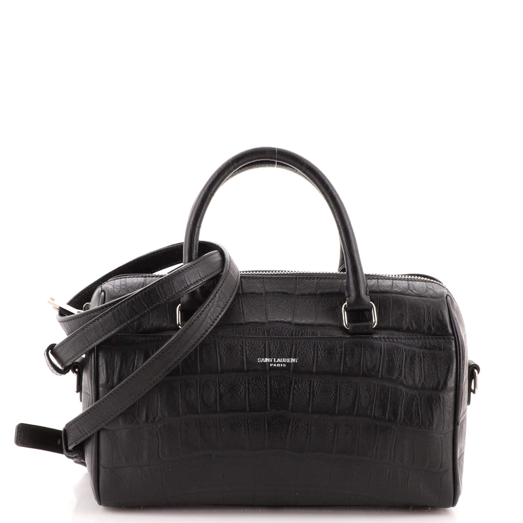 Saint Laurent Classic Baby Duffle Bag Crocodile Embossed Leather