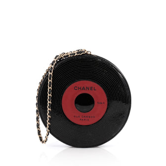 Chanel Record Wristlet Stitched Patent Black