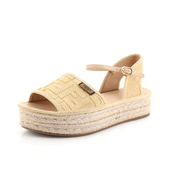 Fendi Women's Platform Espadrille Sandals Zucca Raffia