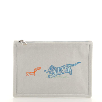 Hermes Flat Yachting Pouch Embroidered Toile PM