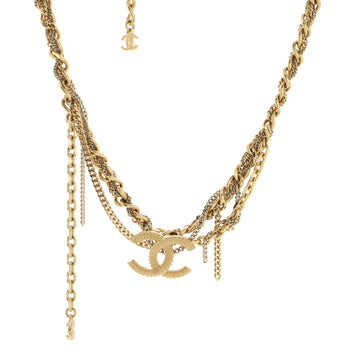 Chanel Textured CC Pendant Tangled Chain Choker Necklace Metal