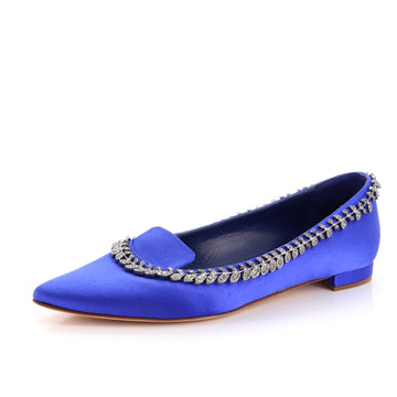 Manolo Blahnik Women's Trionfa Flats Crystal Embellished Satin