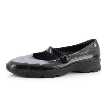 Chanel Women's CC Mary Jane Rubber Sole Flats Leather