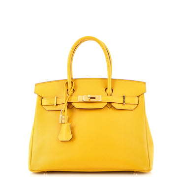 Hermes Birkin Handbag Yellow Epsom with Gold Hardware 30
