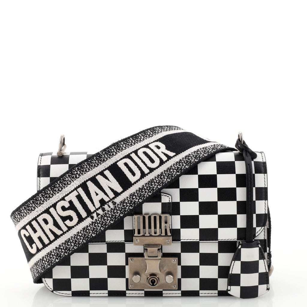Christian Dior Dioraddict Flap Bag Printed Leather Black 1922621
