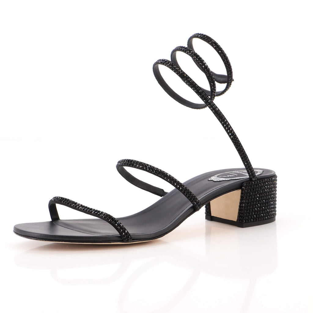 Rene Caovilla Women's Cleo Wrap Block Heeled Sandals Crystals 40