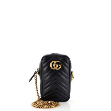 Gucci GG Marmont Vertical Phone Crossbody Bag Matelasse Leather Mini