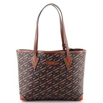 Versace Shopping Tote La Greca Signature Coated Canvas Small