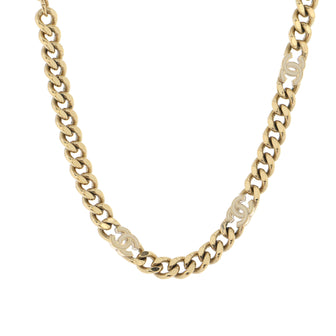 Chanel CC Link Choker Necklace Metal with Crystals Gold 1923503