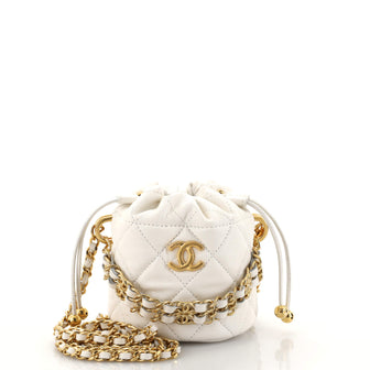 Chanel Bucket Clutch with Chain Quilted Caviar Mini