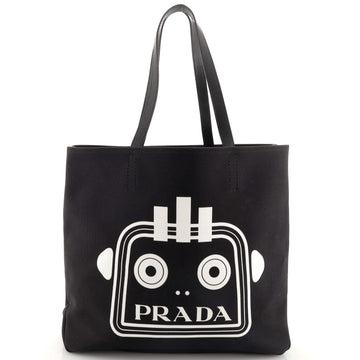 Prada Logo Tote Printed Canvas Large