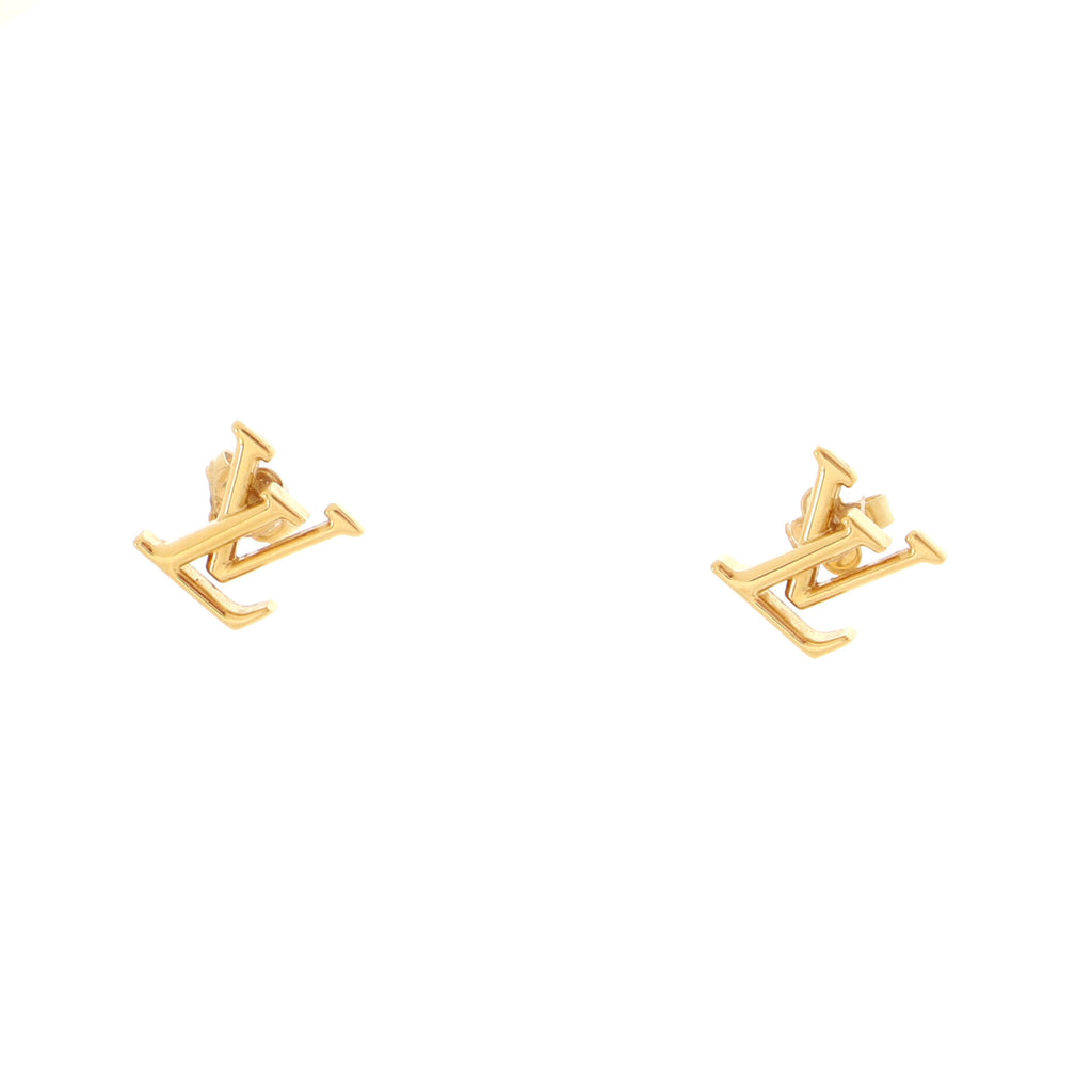 LOUIS VUITTON Metal Enamel LV Iconic Earrings Gold 1297892