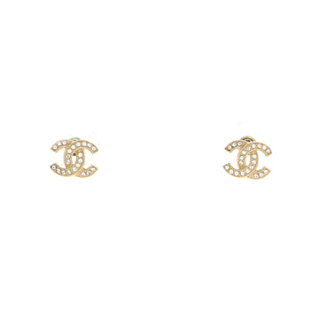 Chanel CC Stud Earrings Metal with Crystals