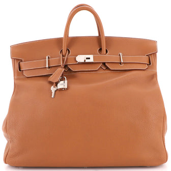 Hermes HAC Birkin Bag Brown Clemence with Palladium Hardware 50