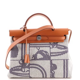 Hermes Herbag Zip Relief Brides de Gala Toile and Leather 31