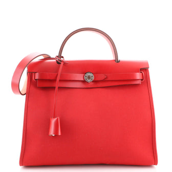 Hermes Herbag Zip Leather and Toile 31