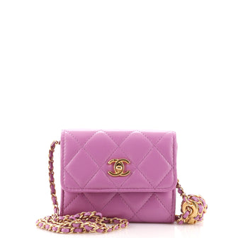 Pearl Crush Flap Clutch with Chain Quilted Lambskin Mini