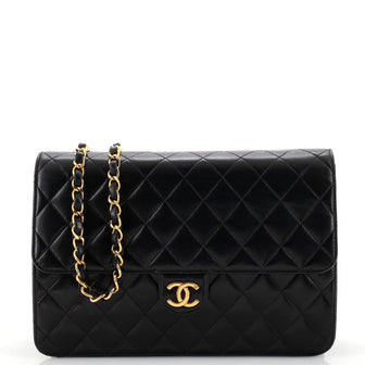 Chanel Vintage Clutch with Chain Quilted Leather Medium