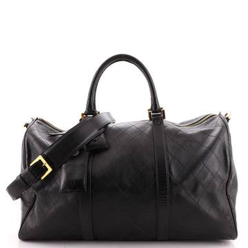 Chanel Vintage Diamond Stitch Boston Bag Quilted Lambskin Large