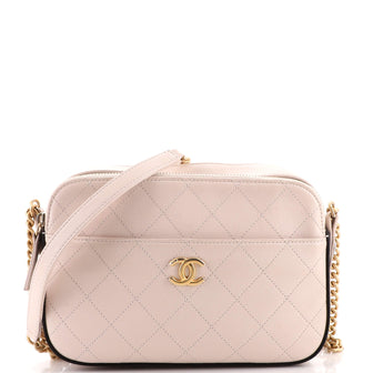Chanel Button Up Camera Case Quilted Calfskin with Grosgrain Small