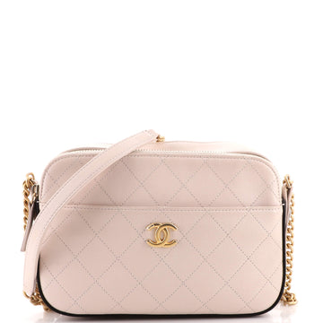 Chanel Button Up Camera Case Quilted Calfskin with Grosgrain Small