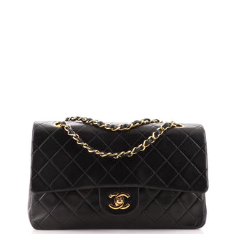 Chanel Vintage Classic Double Flap Bag Quilted Lambskin Medium