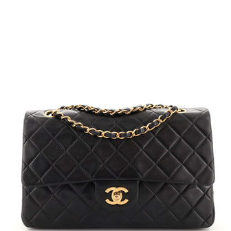 Chanel Vintage Classic Double Flap Bag Quilted Lambskin Medium