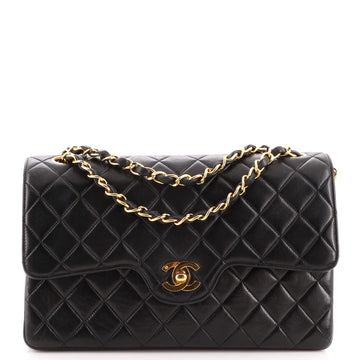 Chanel Vintage Chain Curved Double Flap Bag Quilted Lambskin Medium