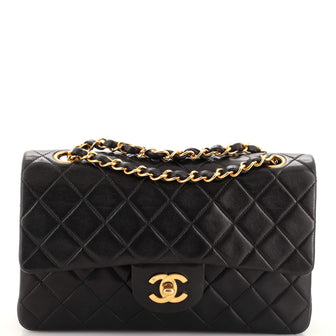 Chanel Vintage Classic Double Flap Bag Quilted Lambskin Small