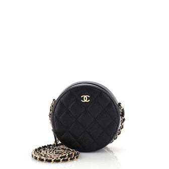 Chanel Round Clutch with Chain Quilted Caviar Mini