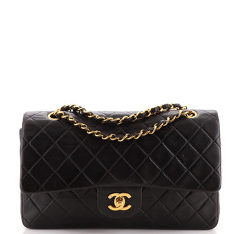Chanel Vintage Classic Double Flap Bag Quilted Lambskin Medium