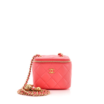 Chanel Pink Lambskin Coco Pearl Crush Mini Vanity Case