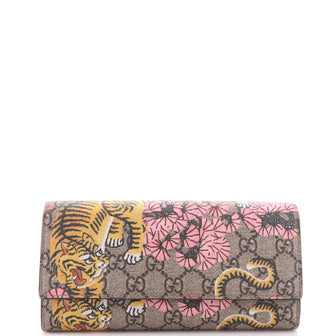 Gucci Continental Wallet Bengal Print GG Coated Canvas