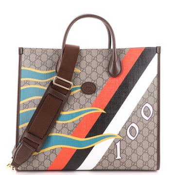 Gucci Interlocking G Patch Convertible Tote Printed GG Coated Canvas Medium